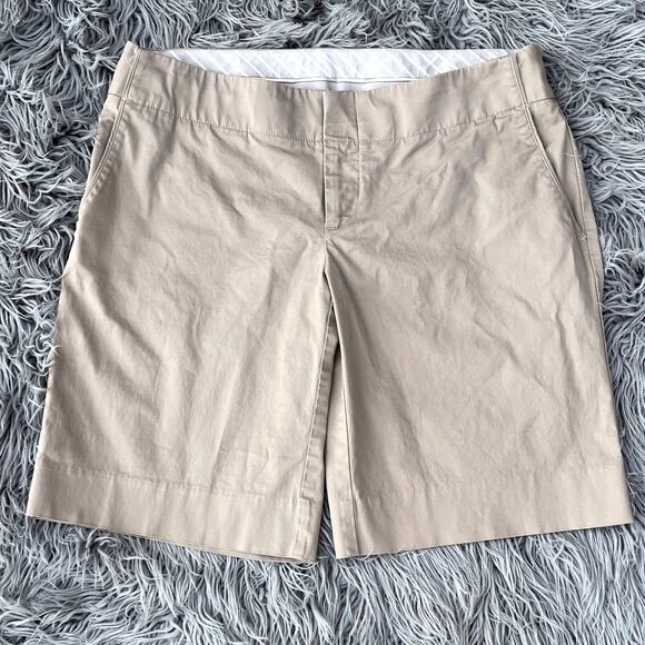 Gap Classic Preppy Flat Front Cotton Khaki Tan Shorts Women's 6 Pockets - Picture 1 of 8
